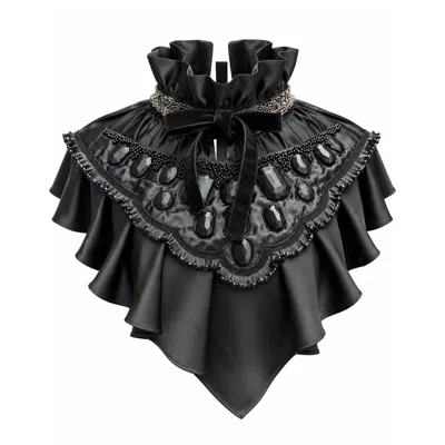 Julia Allert Women's Embellished Satin Cape Collar – Black