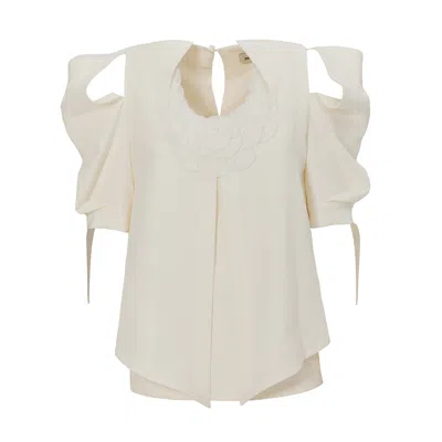 Julia Allert Women's Evening Open Shoulder Blouse White