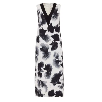 Julia Allert Women's Exclusive Fish Print Sleeveless Crepe Dress White