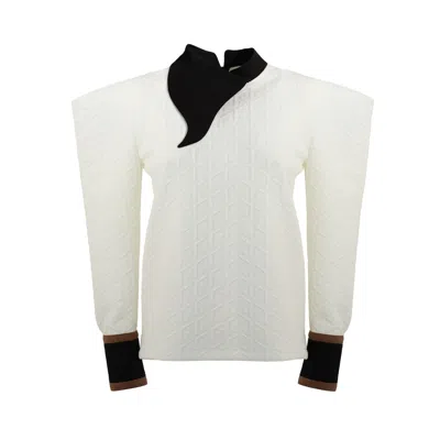 Julia Allert Women's Fashion Asymmetrical Collar Blouse White