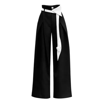 Julia Allert Women's Fashion Forward Wide-leg Pants & Contrast Belt - Black