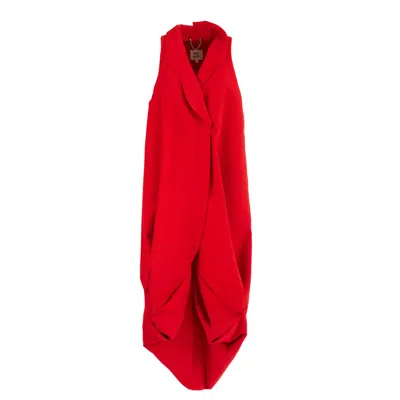 Julia Allert Women's Fashion Long Double Breasted Vest Red