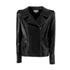 Julia Allert Women's Faux Leather Jacket With Shoulder Pads Black In Black