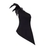 Julia Allert Women's Feminine Asymmetric One-shoulder Blouse Black In Black