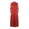 Julia Allert Women's Feminine Lace Shirt Dress With Half-placket Red In Red