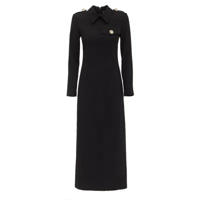 Julia Allert Women's Fitted Long Sleeve Dress With Stand-up Collar - Black