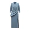 Julia Allert Women's Formal Cocktail Midi Dress With Peplum Belt - Light Blue In Blue