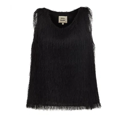Julia Allert Women's Fringe Sleeveless Top – Black