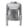 Julia Allert Women's Glitter-effect Fitted Long Sleeve Blouse Silver Unisex In Silver