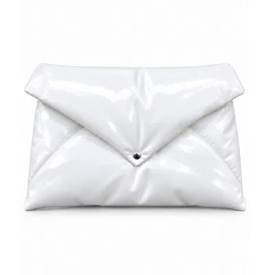 Julia Allert Women's Glossy Patent Envelope Clutch Bag White