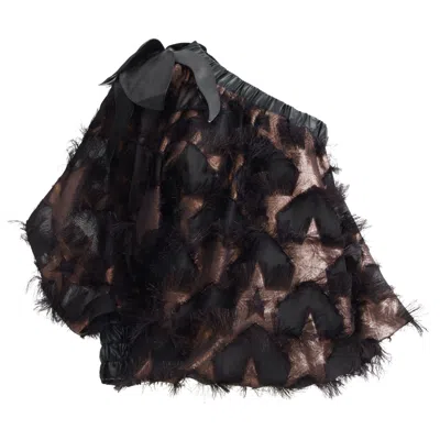 Julia Allert Women's Gold / Black Designer Off-shoulder Blouse With Stars In Gold/black