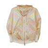 Julia Allert Women's Gold Oversized Zip-up Bomber Jacket Holographic Shiny In Gold