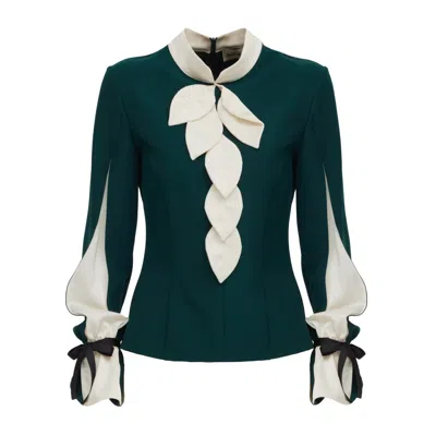 Julia Allert Women's Green Elegant Fitted Blouse – Emerald