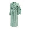 Julia Allert Women's Green Long Wrap Coat With Drape Collar Mint In Green