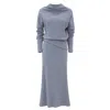 Julia Allert Women's Grey Rib Knit Suit Asymmetric Blouse & Basik Skirt - Gray-blue In Gray