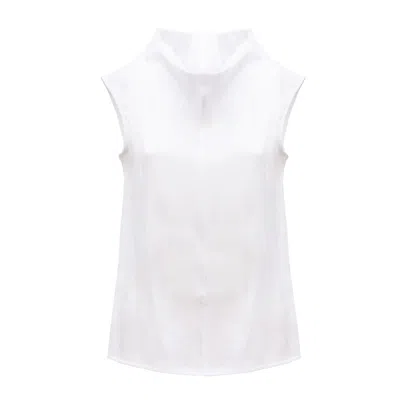 Julia Allert Women's High Neck Organza Vest-white