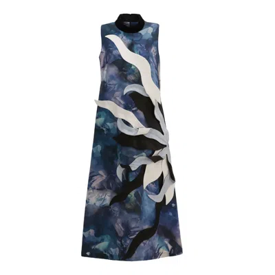 Julia Allert Women's High Neck Sleeveless Dress Abstract Print Blue