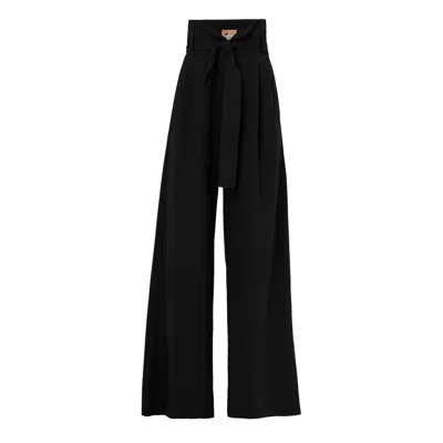 Julia Allert Women's High Waist Long Wide Leg Trousers – Black