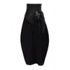 Julia Allert Women's High-waisted Skirt With Asymmetrical Faux Leather Belt Black In Black