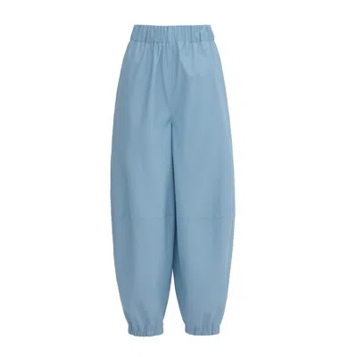 Julia Allert Women's High-waisted Wide Leg Faux Leather Joggers Light Blue