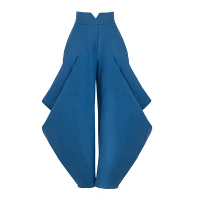 Julia Allert Women's High-waist Barrel Trousers - Blue Denim