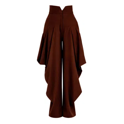 Julia Allert Women's High-waist Barrel Trousers - Brown In Burgundy