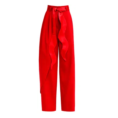 Julia Allert Women's High-waist Wrap Trousers – Red