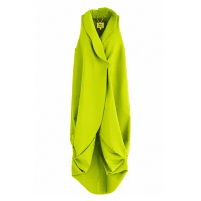 Julia Allert Women's Long Double Breasted Blazer Vest - Lime Green