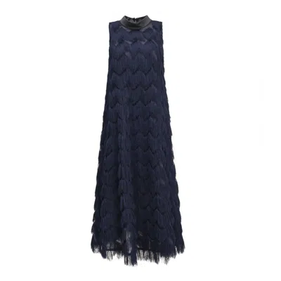 Julia Allert Women's Long Evening Gown A-line Fringe Dress Blue