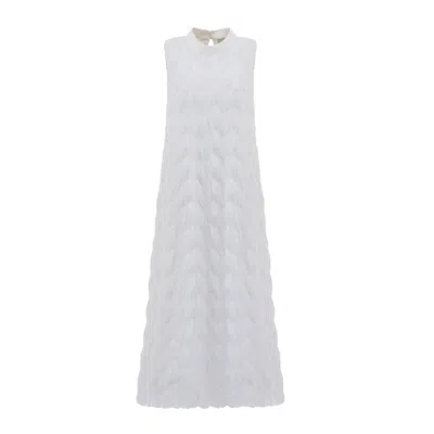 Julia Allert Women's Long Evening Gown A-line Fringe Dress White