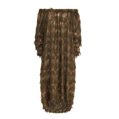 Julia Allert Women's Loose Fit Midi Dress Dark Green