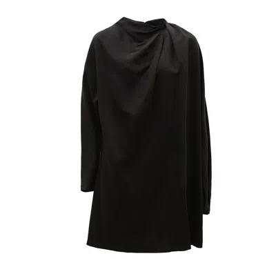 Julia Allert Women's Loose-fit Mini Dress With Draped Neckline Satin Black