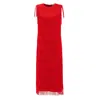 Julia Allert Women's Maxi Fringed Evening Dress Red In Red