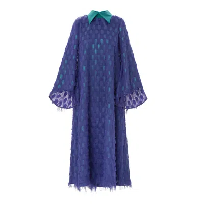Julia Allert Women's Maxi Longsleeve Dress With Fleecy Decor Blue