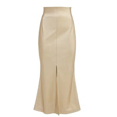 Julia Allert Women's Mermaid Faux Leather Midi Skirt With Slit - Gold