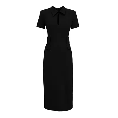 Julia Allert Women's Midi Black Dress With Belt