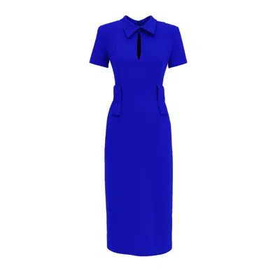 Julia Allert Women's Midi Dress With Belt- Blue