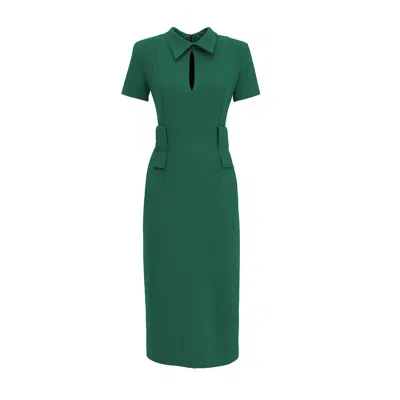 Julia Allert Women's Midi Dress With Belt- Green
