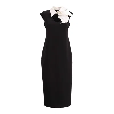 Julia Allert Women's Modern Business Sheath Dress With Decorative Collar - Black