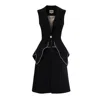 Julia Allert Women's Modern Elegant Deep V-neck Vest With Peplum Detail Black In Black