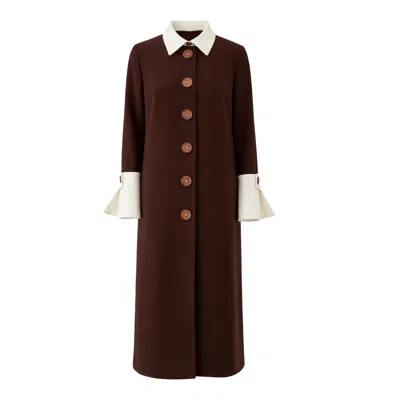 Julia Allert Women's Monochrome Midi Shirt Dress – Brown & Ivory