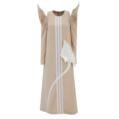 Julia Allert Women's Neutrals A-line Midi Dress With Calla Flower Beige