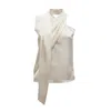 Julia Allert Women's Neutrals Asymmetrical Satin Top With Choker Collar Ivory In White
