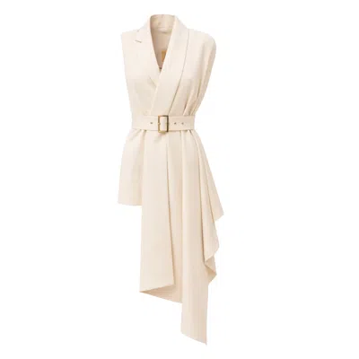 Julia Allert Women's Neutrals Asymmetrical Sleeveless Blazer — Ecru