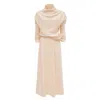 Julia Allert Women's Neutrals Beige Rib Knit Suit Asymmetric Blouse & Basik Skirt In Beige