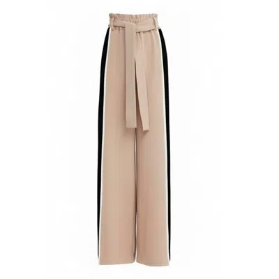 Julia Allert Women's Neutrals Belted High Waist Wide Leg Pants – Beige