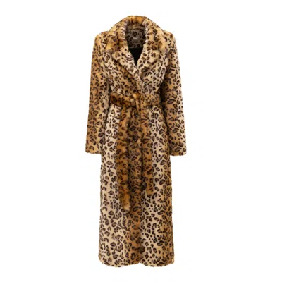 Julia Allert Women's Neutrals / Black Demi-season Animal Print Faux Fur Coat