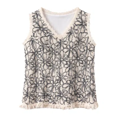 Julia Allert Women's Neutrals / Black Sleeveless Abstract Textured Top - Ivory In Multi