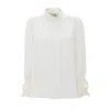 Julia Allert Women's Neutrals Chic Blouse With Decorative Cuffs Ecru In Beige