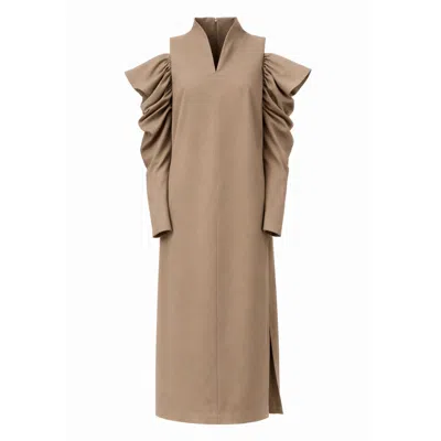 Julia Allert Women's Neutrals Cold Shoulder A-line Midi Dress - Beige In Nude
